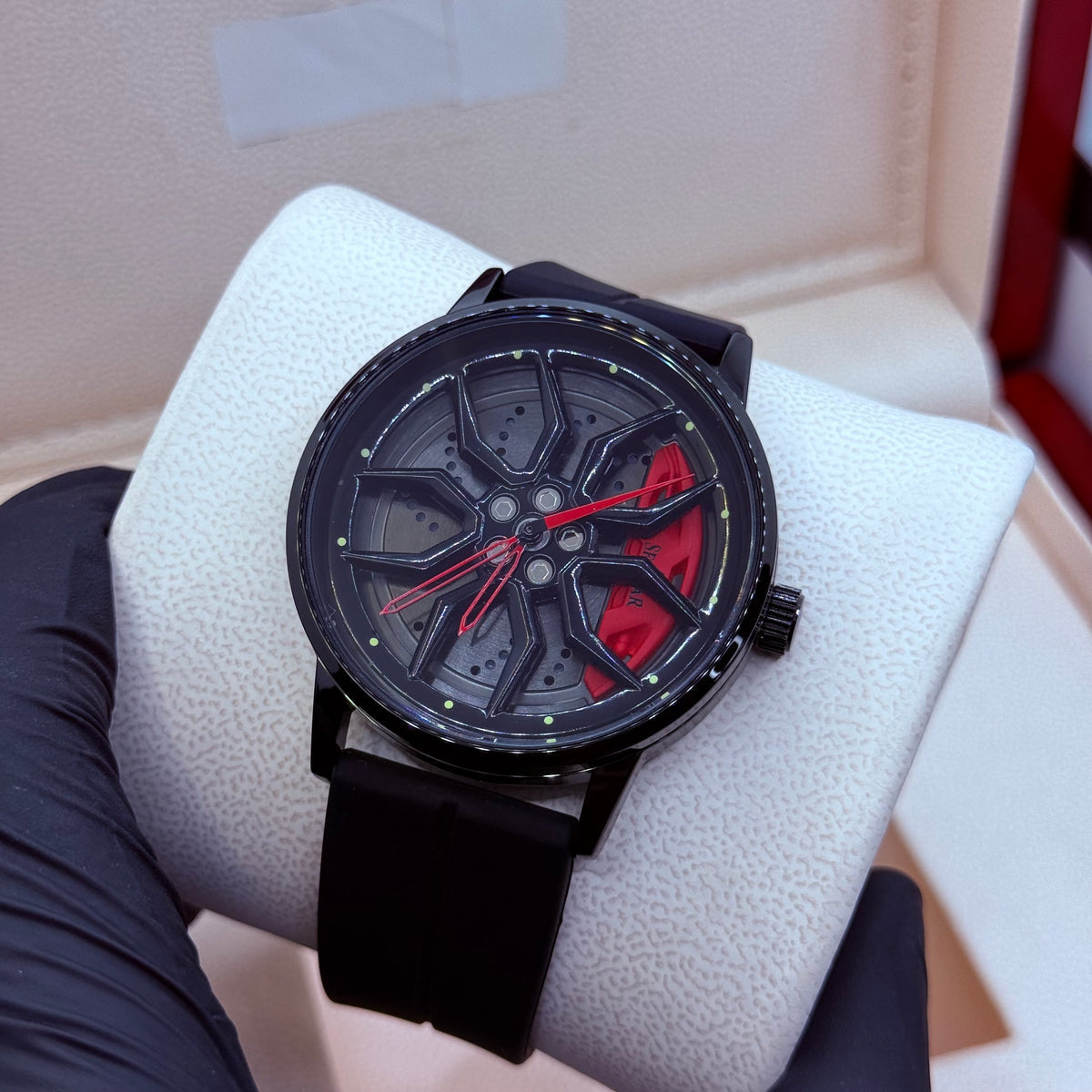 Rotating Wheel Watch With Rubber Silicone Strap