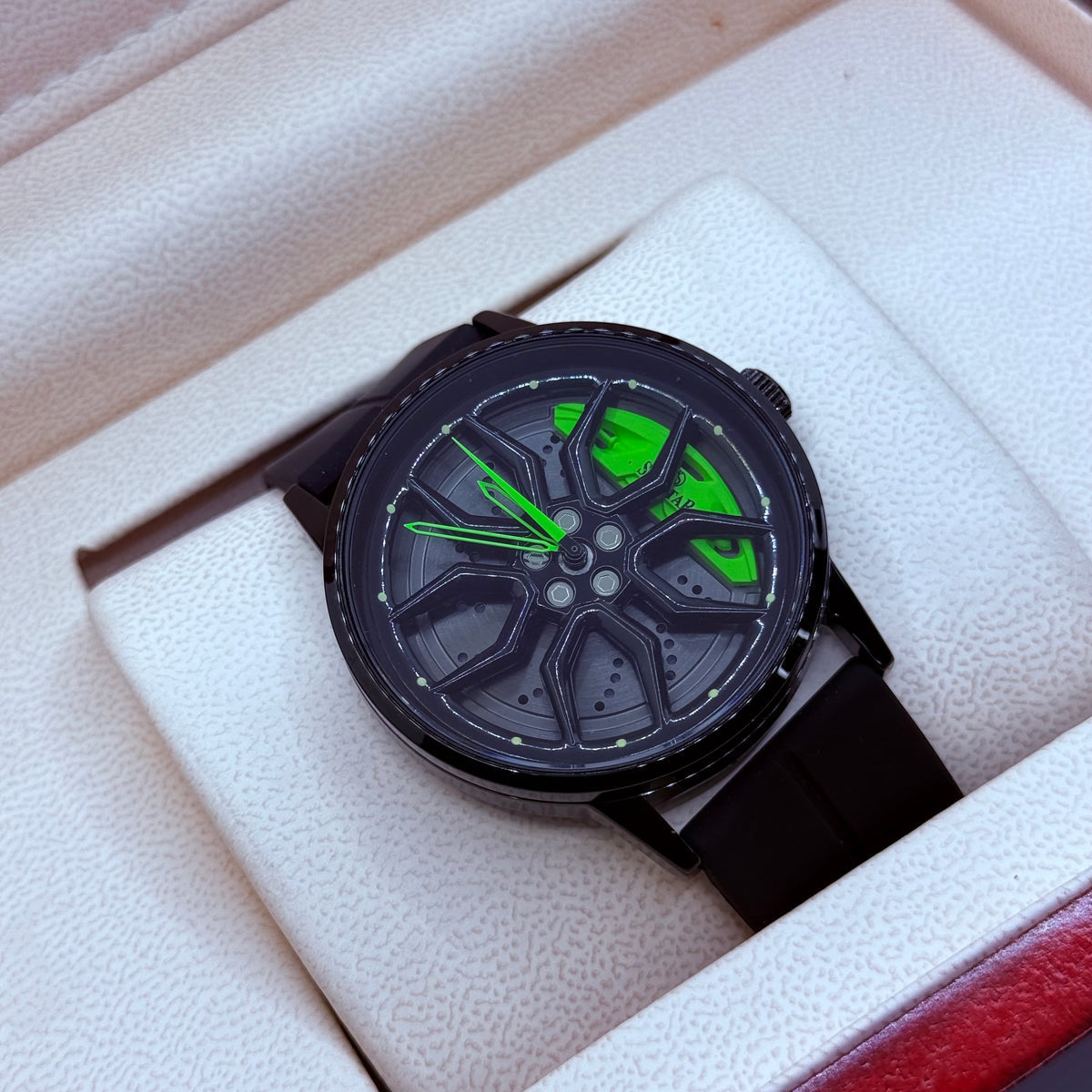 Rotating Wheel Watch With Rubber Silicone Strap