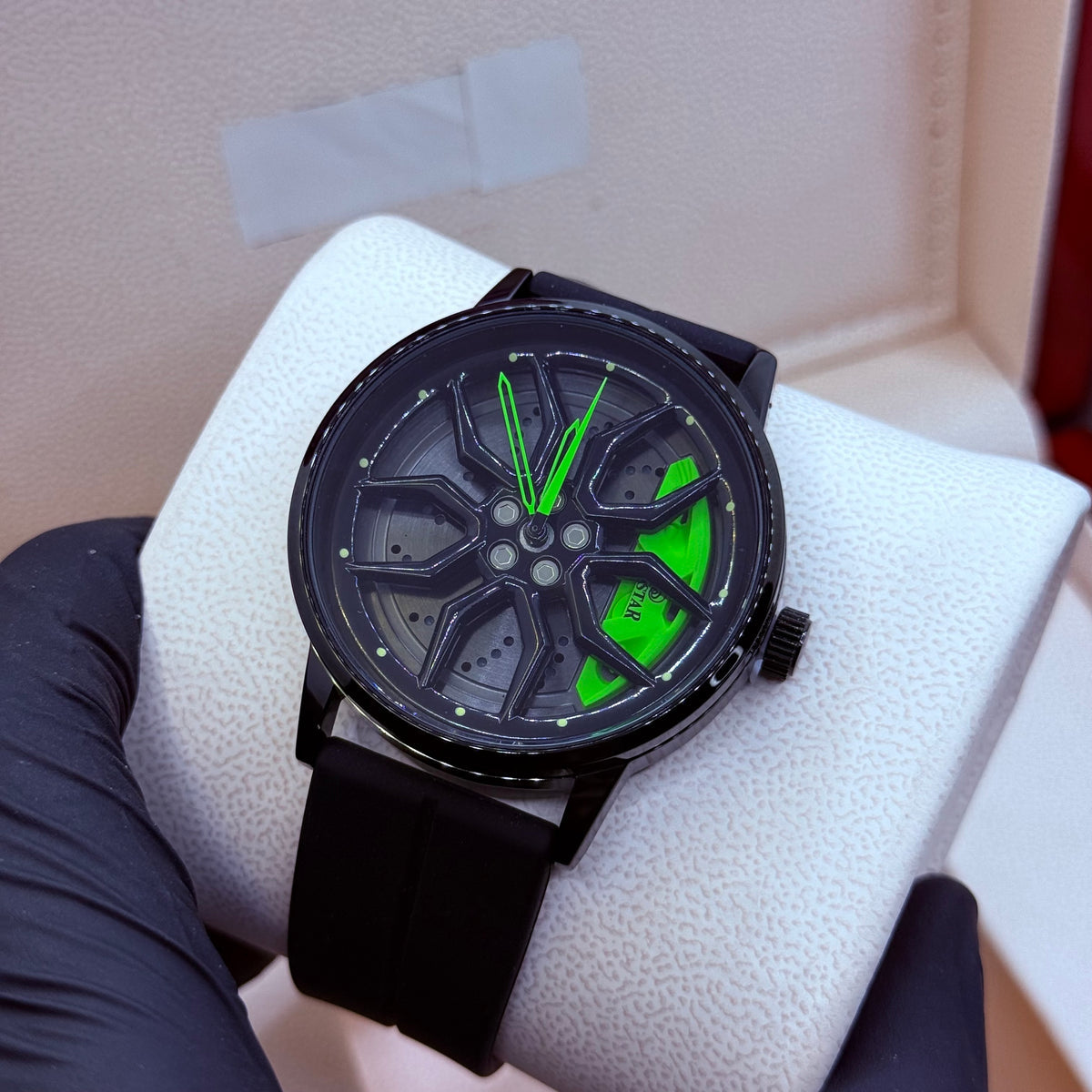 Rotating Wheel Watch With Rubber Silicone Strap