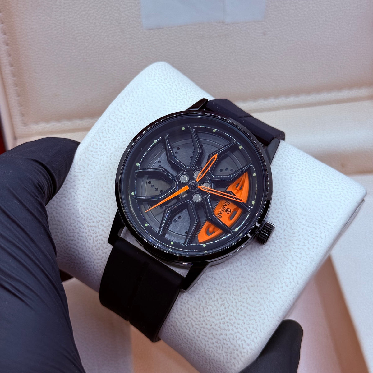 Rotating Wheel Watch With Rubber Silicone Strap
