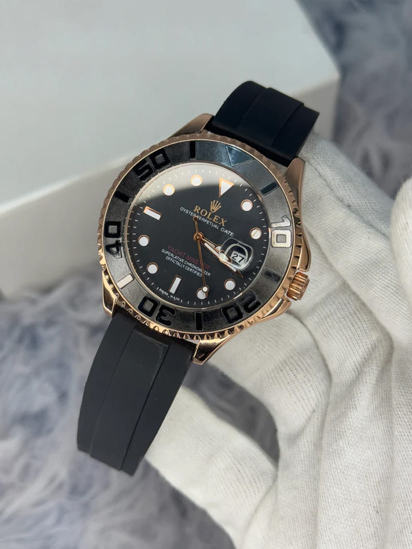 Rotating Bezel Watch With Rubber Strap & Master Lock